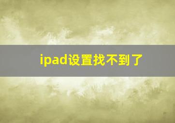 ipad设置找不到了