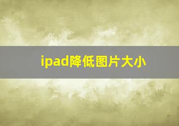 ipad降低图片大小