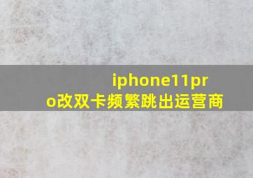 iphone11pro改双卡频繁跳出运营商