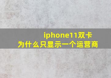 iphone11双卡为什么只显示一个运营商