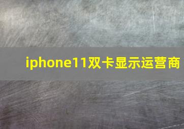 iphone11双卡显示运营商