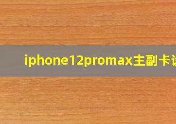 iphone12promax主副卡设置