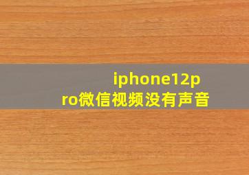 iphone12pro微信视频没有声音