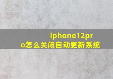 iphone12pro怎么关闭自动更新系统