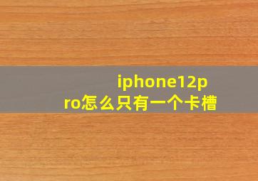 iphone12pro怎么只有一个卡槽