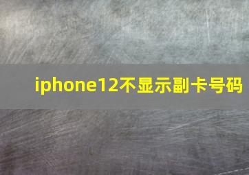 iphone12不显示副卡号码