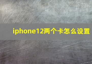 iphone12两个卡怎么设置