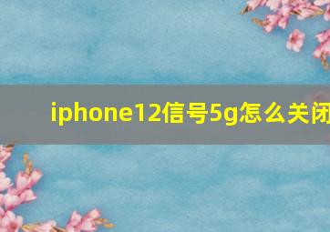 iphone12信号5g怎么关闭