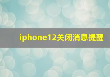 iphone12关闭消息提醒