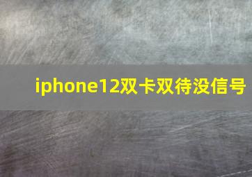 iphone12双卡双待没信号