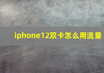 iphone12双卡怎么用流量