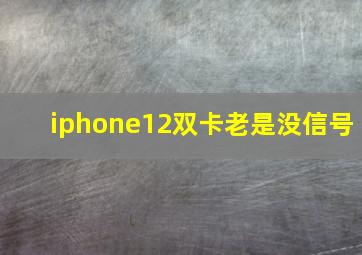 iphone12双卡老是没信号