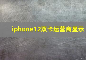 iphone12双卡运营商显示