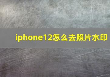 iphone12怎么去照片水印