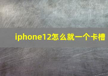 iphone12怎么就一个卡槽