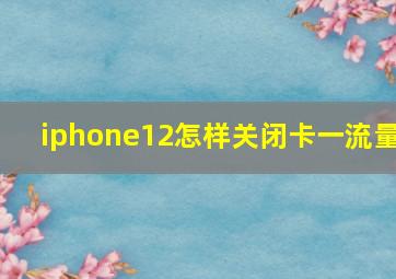 iphone12怎样关闭卡一流量