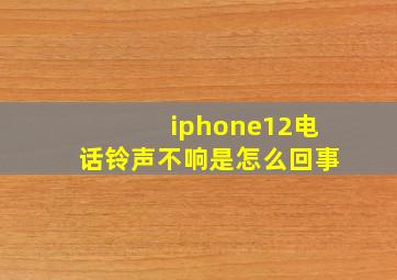 iphone12电话铃声不响是怎么回事