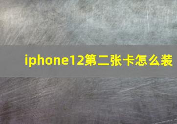 iphone12第二张卡怎么装