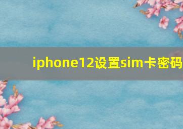 iphone12设置sim卡密码