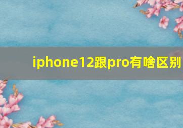 iphone12跟pro有啥区别