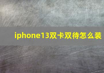 iphone13双卡双待怎么装