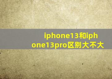 iphone13和iphone13pro区别大不大