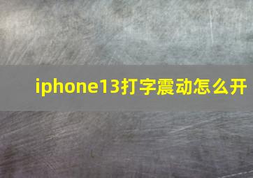 iphone13打字震动怎么开