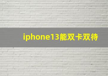 iphone13能双卡双待