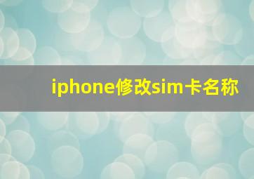 iphone修改sim卡名称