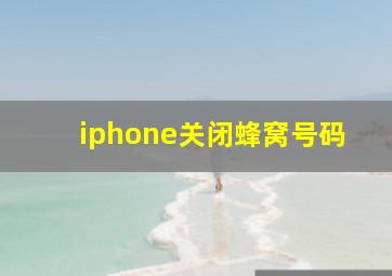 iphone关闭蜂窝号码