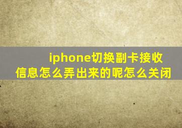 iphone切换副卡接收信息怎么弄出来的呢怎么关闭