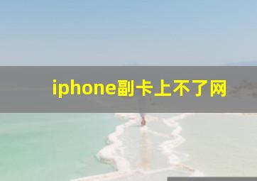 iphone副卡上不了网