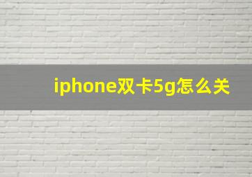 iphone双卡5g怎么关