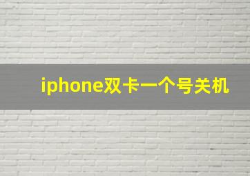 iphone双卡一个号关机