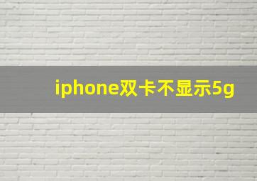 iphone双卡不显示5g