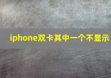 iphone双卡其中一个不显示