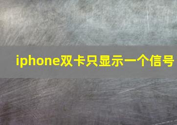 iphone双卡只显示一个信号