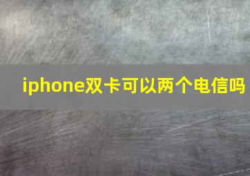 iphone双卡可以两个电信吗