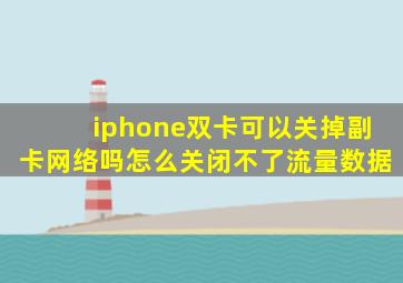 iphone双卡可以关掉副卡网络吗怎么关闭不了流量数据