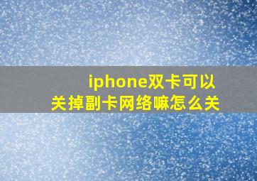 iphone双卡可以关掉副卡网络嘛怎么关