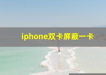 iphone双卡屏蔽一卡