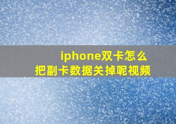 iphone双卡怎么把副卡数据关掉呢视频