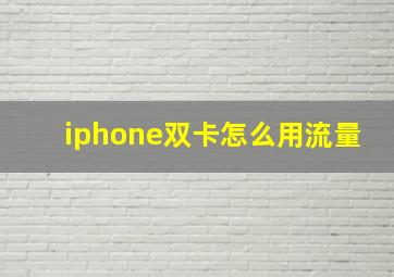 iphone双卡怎么用流量