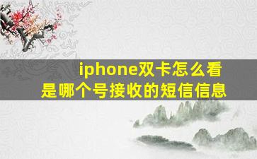 iphone双卡怎么看是哪个号接收的短信信息