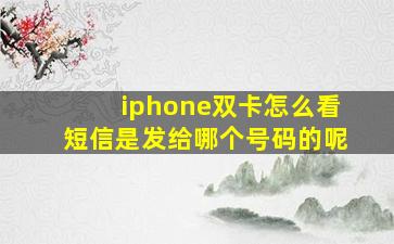 iphone双卡怎么看短信是发给哪个号码的呢