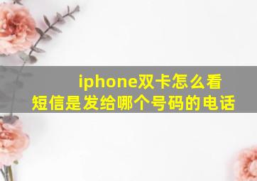 iphone双卡怎么看短信是发给哪个号码的电话