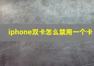 iphone双卡怎么禁用一个卡