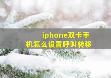 iphone双卡手机怎么设置呼叫转移