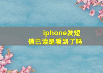 iphone发短信已读是看到了吗