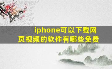 iphone可以下载网页视频的软件有哪些免费